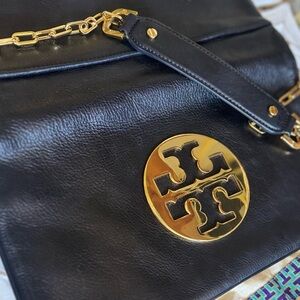Tory Burch REVA Black and Gold Clutch W/ original TB dust bag